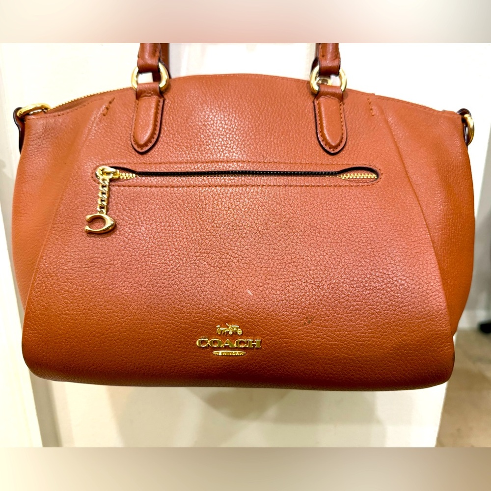 *SOLD* Coach Elise Women's Pebbled Leather Small Satchel Bag - Saddle